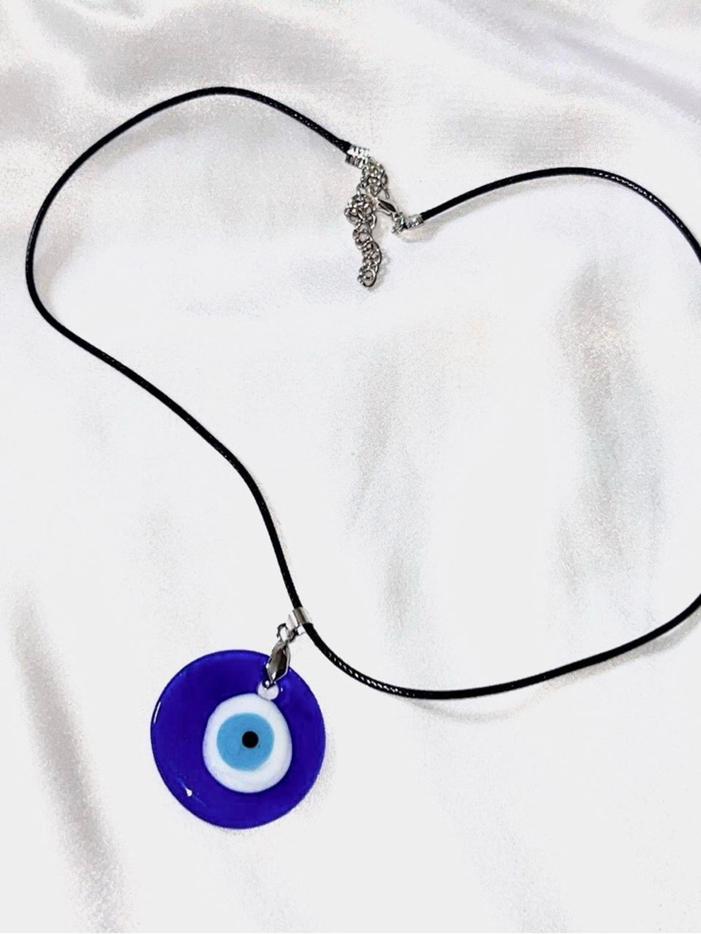 Evil Eye Glass Pendant Necklace - Blue